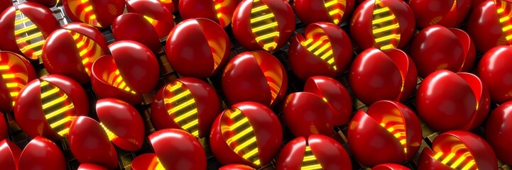 Colored spherical objects. Geometric structure. 3d rendering