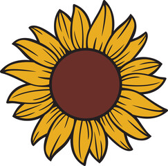 Sunflower Flower Color. Vector Illustration Design.