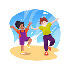 Balancing on one foot isolated cartoon vector illustration.