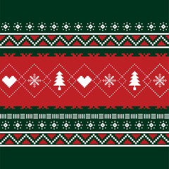 christmas seamless pattern. pixels and vector art.