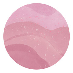 Pink watercolor brushstrokes circle on transparent background 
