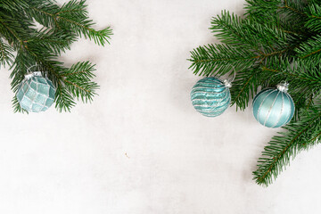 Cristmas decorations over gray background