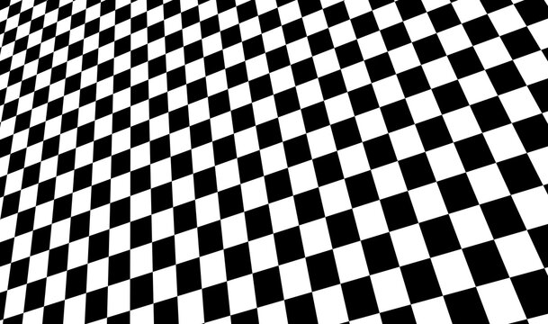 distorted background. view of a sloped floor with a black checkered pattern