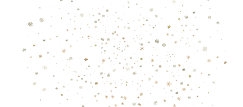 new year pattern. Christmas theme, golden openwork shiny snowflakes, star, 3D rendering. png