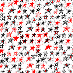 Seamless pattern with hand drawn doodle stars