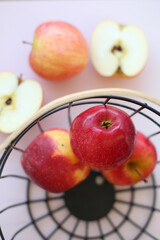 fruit Basket with ripe tasty apples