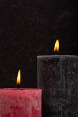 
candles on a black background
