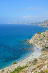 Obraz premium Parque Natural de los Acantilados de Maro-Cerro Gordo, cerca de Nerja, Málaga, Andalucía, España