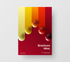 Simple annual report design vector template. Unique 3D balls company cover illustration.
