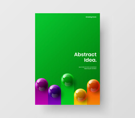 Amazing flyer design vector concept. Vivid realistic spheres presentation template.