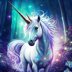 Obraz na płótnie Canvas A magnificent unicorn. Mysterious and magical.
