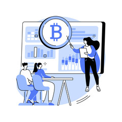 Cryptocurrency trading courses abstract concept vector illustration.