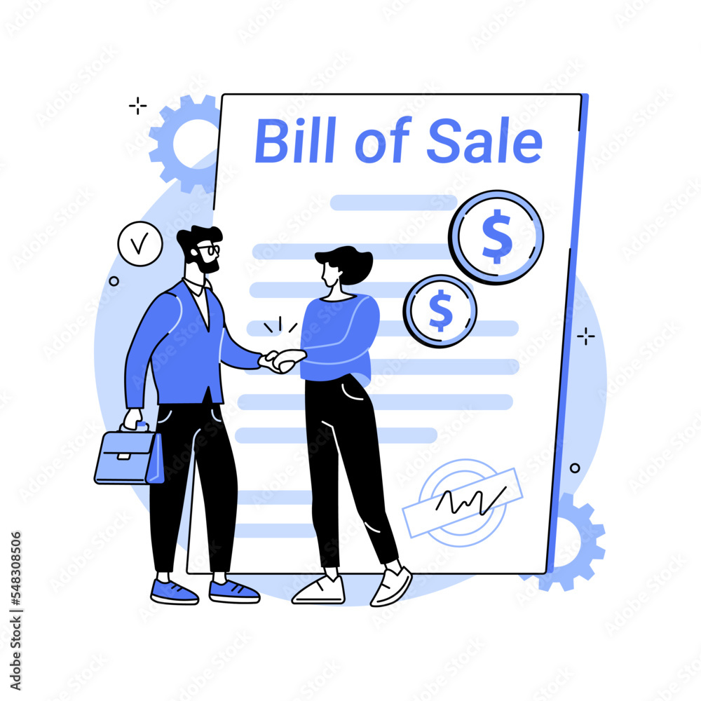 Poster bill of sale abstract concept vector illustration.