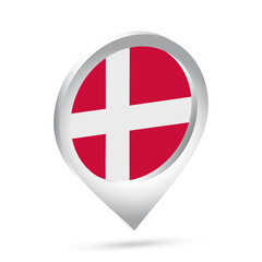 Denmark flag 3d pin icon