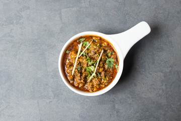 Mutton Brain Masala karahi served in dish isolated on table top view of asian and indian food