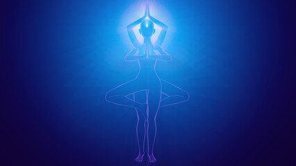 3d illustration astral projection of yogi meditation