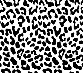 
Leopard print vector seamless pattern, trendy animal pattern, black and white design