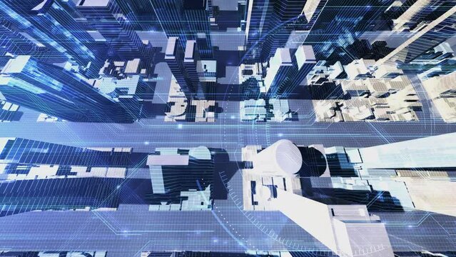 Smart City Artificial intelligence Network Building Technology CG animation