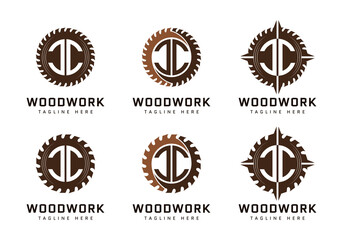 Monogram C Letter in sawmill. Perfect for woodworker, industrial and construction logos