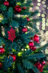 Detail of decorated christmas tree