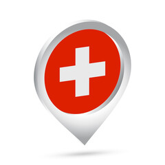 Switzerland flag 3d pin icon