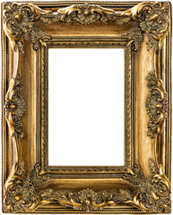 PNG Golden picture frame. Baroque antique frame
