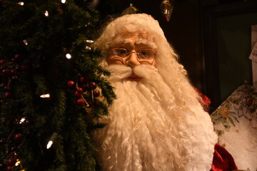 Santa Claus behind Christmas Tree