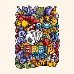 Casino Doodle Vector Element Design Illustration