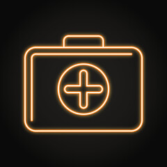 First aid kit neon icon