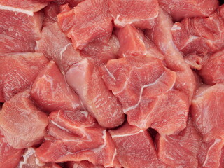 Raw chopped beef top view, rotation