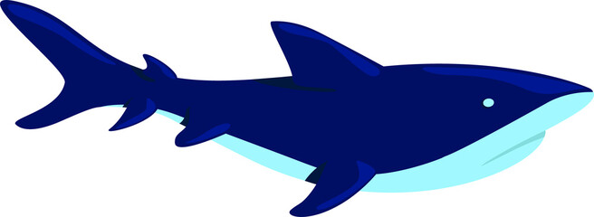 Shark semi flat color raster character. Ocean predator. Full body animal on white. Marine ecosystem. Feared hunter simple cartoon style illustration for web graphic design and animation