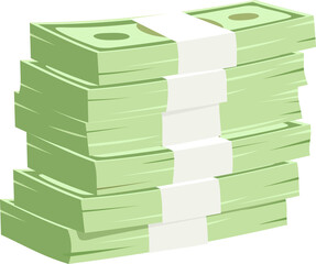 Bundle of money semi flat color raster object. Full sized item on white. Being rich. Discreet wealth. Stack of paper cash simple cartoon style illustration for web graphic design and animation
