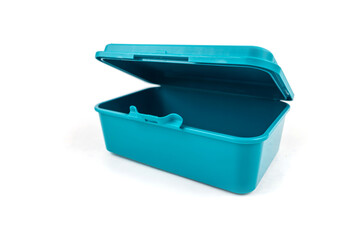 blue lunch box isolated on white - Powered by Adobe