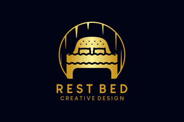 Fototapeta premium Luxury style bed icon logo template design