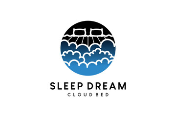 Bed on a cloud vector illustration logo design