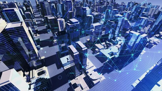 Smart City Artificial intelligence Network Building Technology CG animation