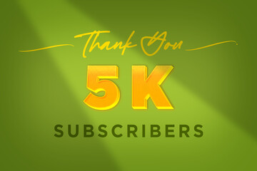 5 K  subscribers celebration greeting banner with Yellow Design