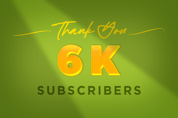 6 K  subscribers celebration greeting banner with Yellow Design