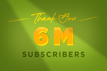 6 Million  subscribers celebration greeting banner with Yellow Design