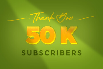 50 K  subscribers celebration greeting banner with Yellow Design
