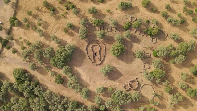 Drone view of the Sanctuary of Santa Cristina in Oristano, Sardinia