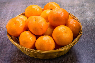 mandarins in a wicker basket