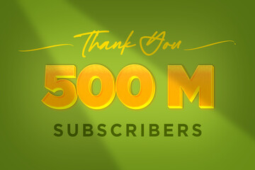500 Million  subscribers celebration greeting banner with Yellow Design