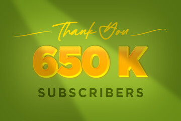 Naklejka premium 650 K subscribers celebration greeting banner with Yellow Design