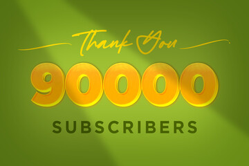 90000 subscribers celebration greeting banner with Yellow Design