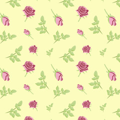Seamless pattern with roses for design. Vector. Spring or summer background