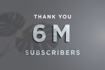 6 Million  subscribers celebration greeting banner with Steel Design
