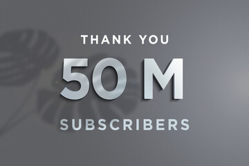 50 Million  subscribers celebration greeting banner with Steel Design