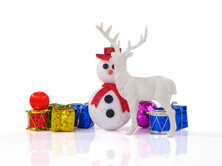 Christmas decorations on white background