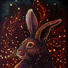 Chinese New Year Water Rabbit Background. Zodiac Symbol for Sensitivity, Intuition, Wisdom and Inner Peace